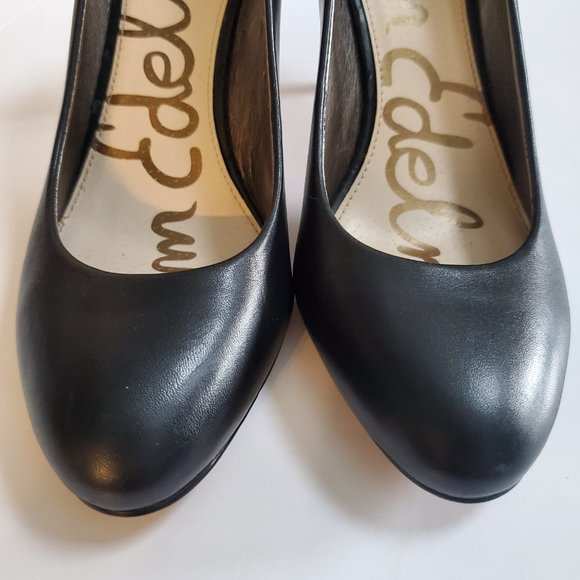Sam Edelman Camdyn Women's Heels Classic Black Leather Rounded Toe Pumps Size 8 - Picture 12 of 12